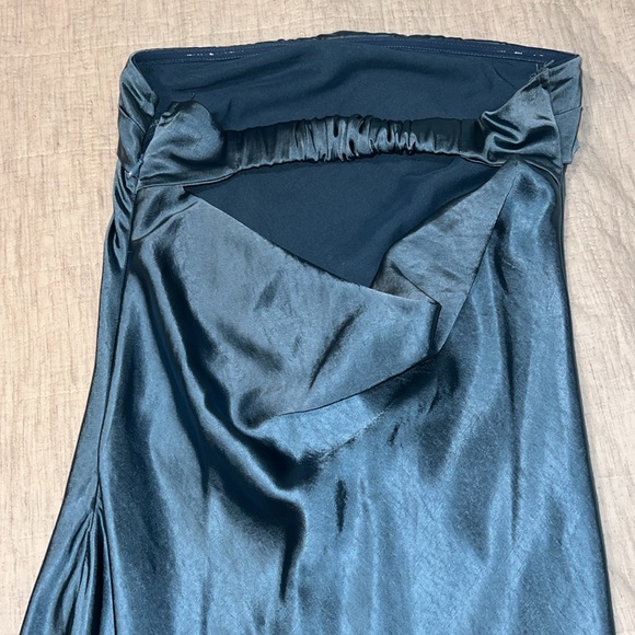 blue maxi strapless and low back satin dress. size medium. - Picture 7 of 8
